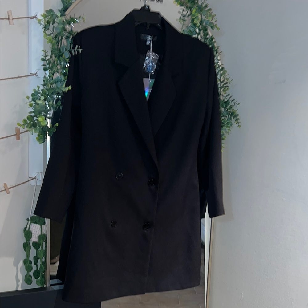 Women's Black Double-Breasted Coat